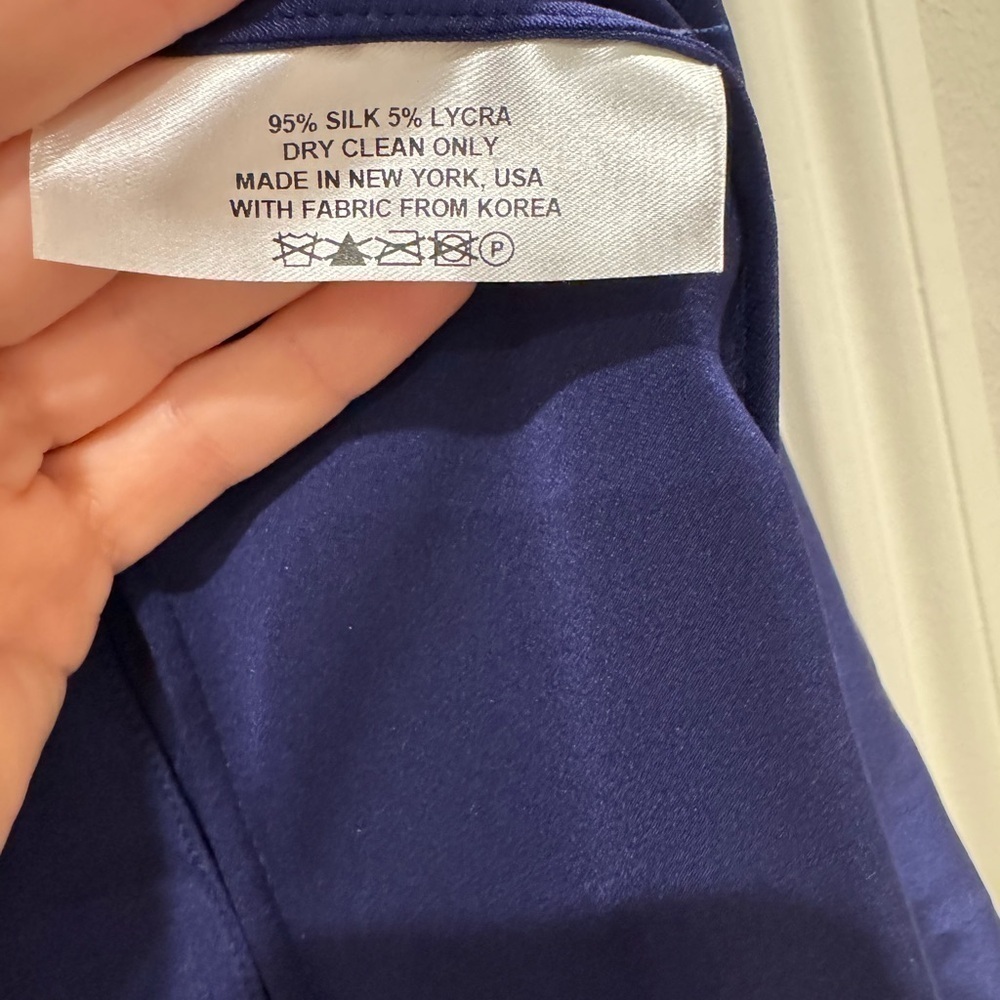 MM Lafleur Blue Draped Blouse Silk - Picture 4 of 5